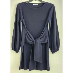 DRESS-R. VIVIMOS-Navy Blue-Long Sleeves-Front Tie-Short Length-Size Med 8/10